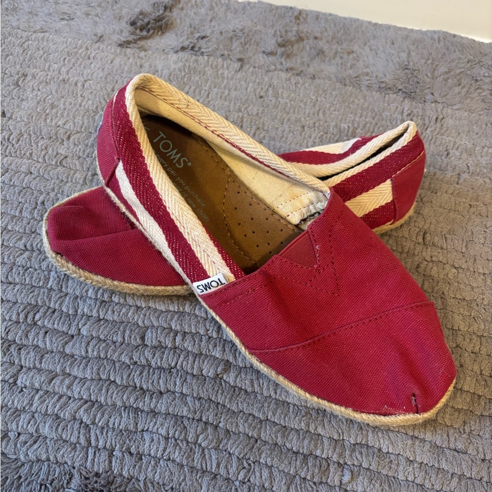 TOMS Burgundy Canvas Slip-Ons